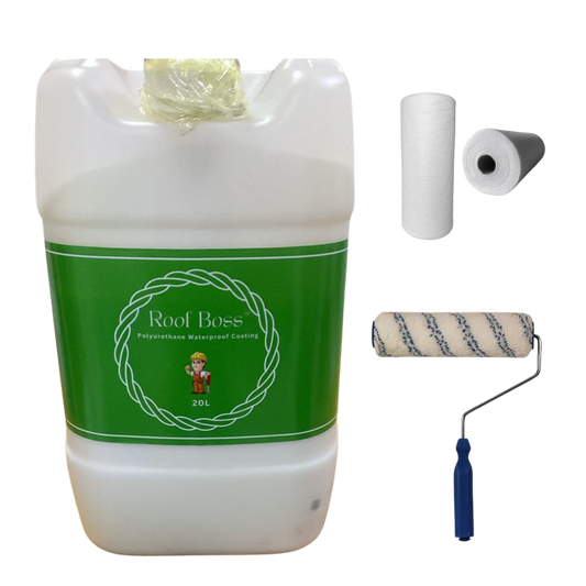 Roof Boss™ — Polyurethane Waterproof Coating (BLACK 20KG SPECIAL + FREE MEMBRANE & ROLLER )