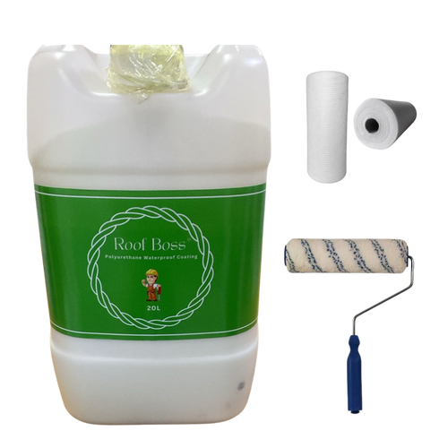 Roof Boss™ — Polyurethane Waterproof Coating (WHITE 20KG SPECIAL + FREE MEMBRANE & ROLLER )